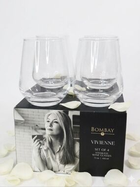 Bombay Vivienne Stemless Wine Glasses - Clear (Set of 4)